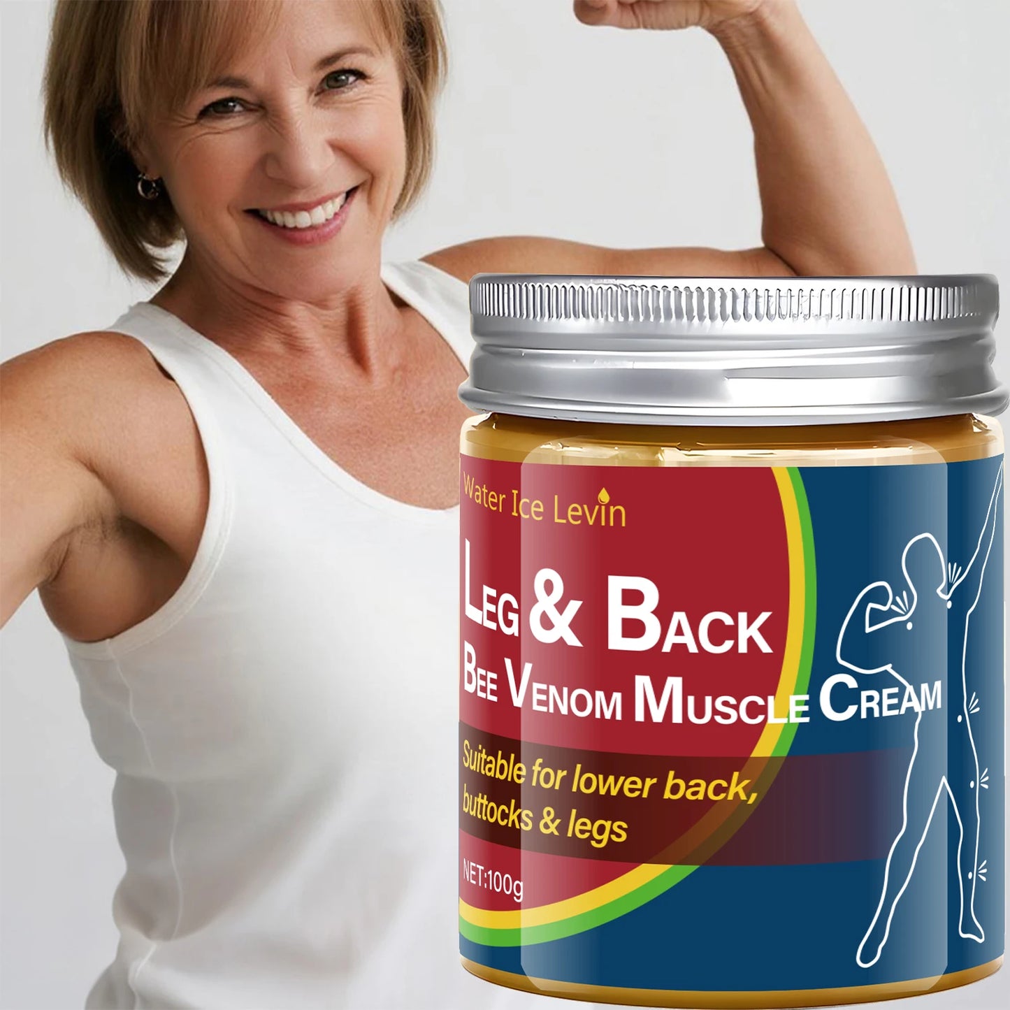 Leg & Back Bee Venom Muscle Cream for Lower Back, Buttocks & Legs - Moisturizing, Protective Formula for Elastic Skin.