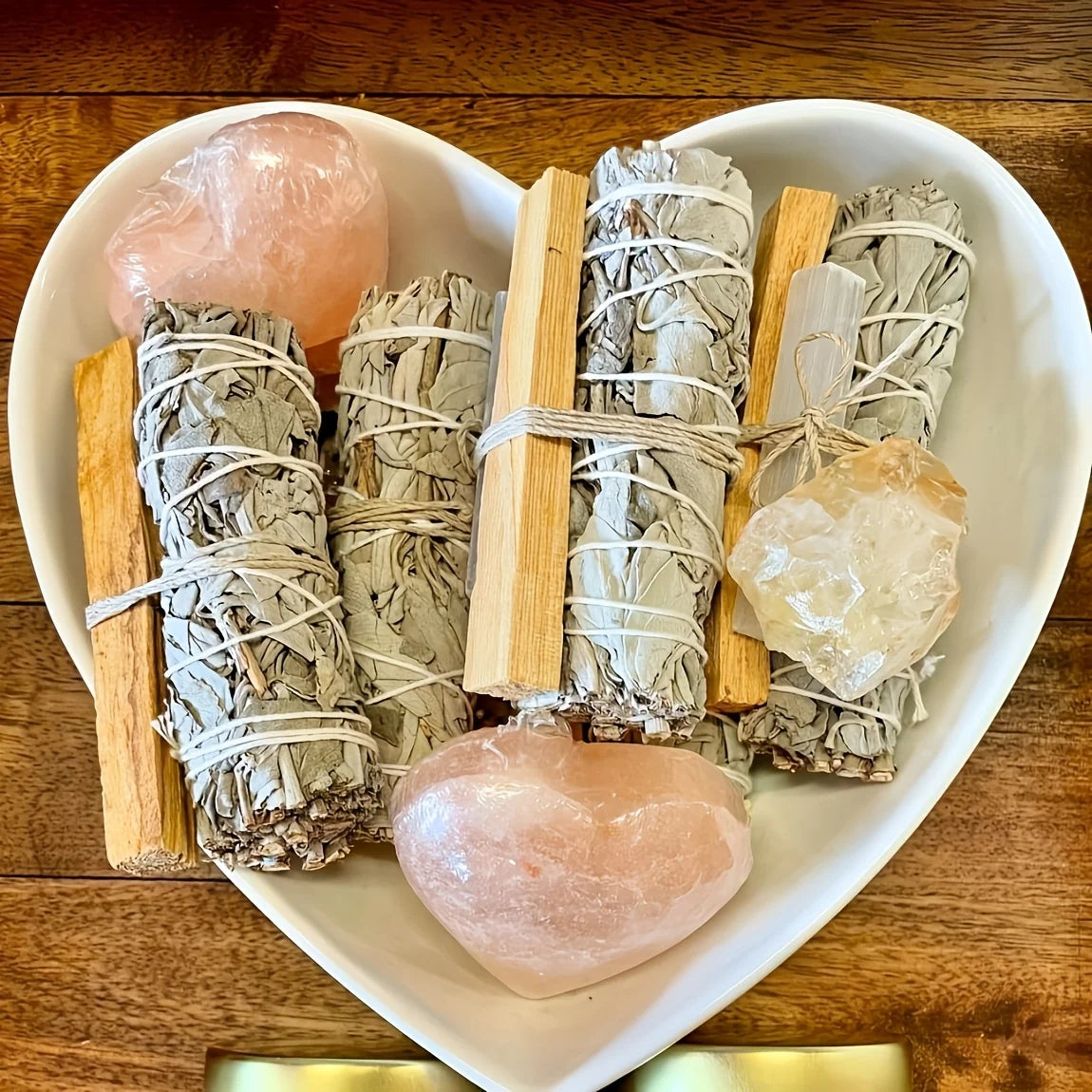 A Set Consisting of 1pc of Stone, White Sage,And Peruvian Golden Wood,Ideal for House Cleaning.It Makes a Great Gift for Parents