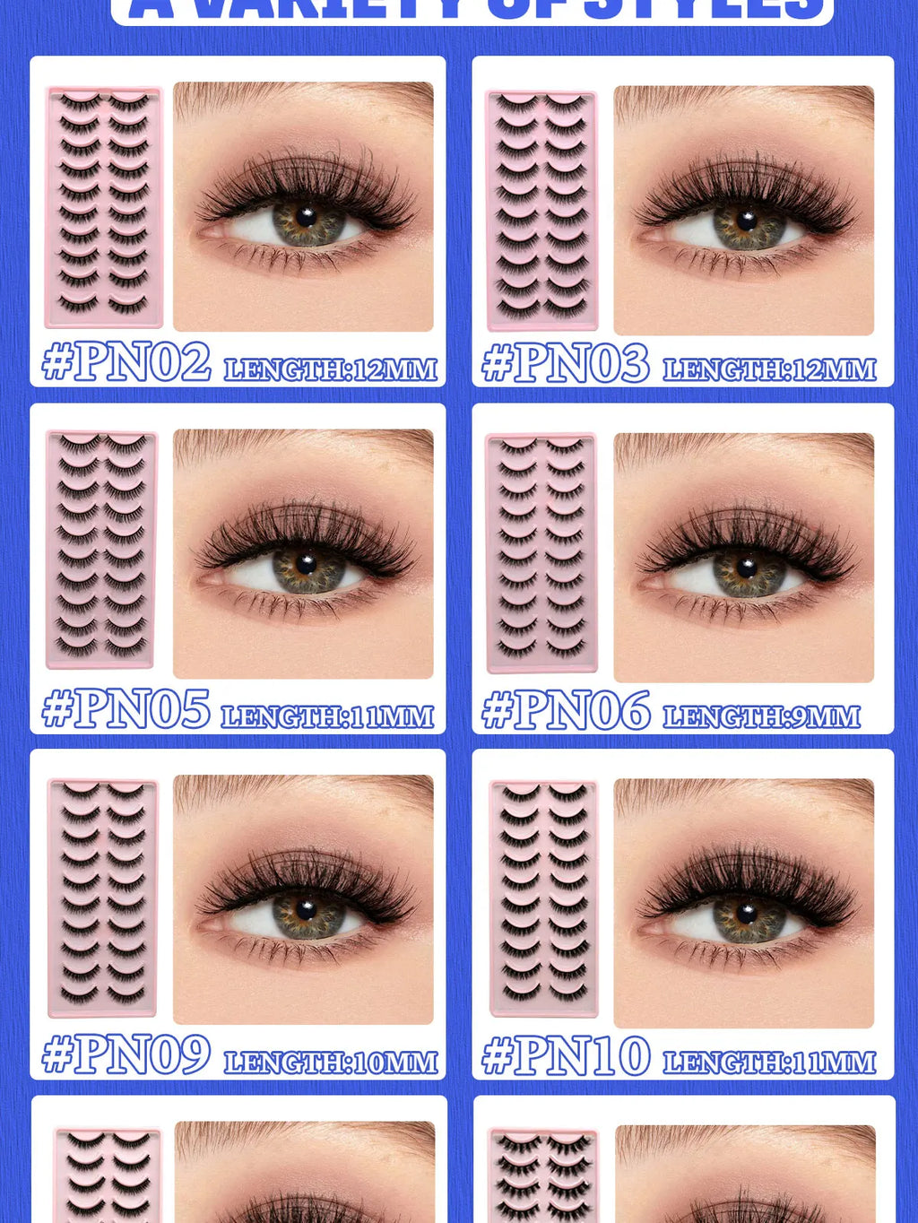 GROINNEYA 5/10 Pairs 3D Faux Mink Lashes Fluffy Soft Full Thick Wispy Natural long False Eyelashes Curly lashes wholesale lashes