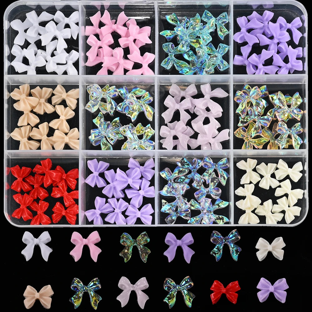 12/15Grids Acrylic Flower Nail Charms Mix Colors Set 3D Flower Nail Art Rhinestones Mixed Blossom Spring Gems DIY Nail Supplies