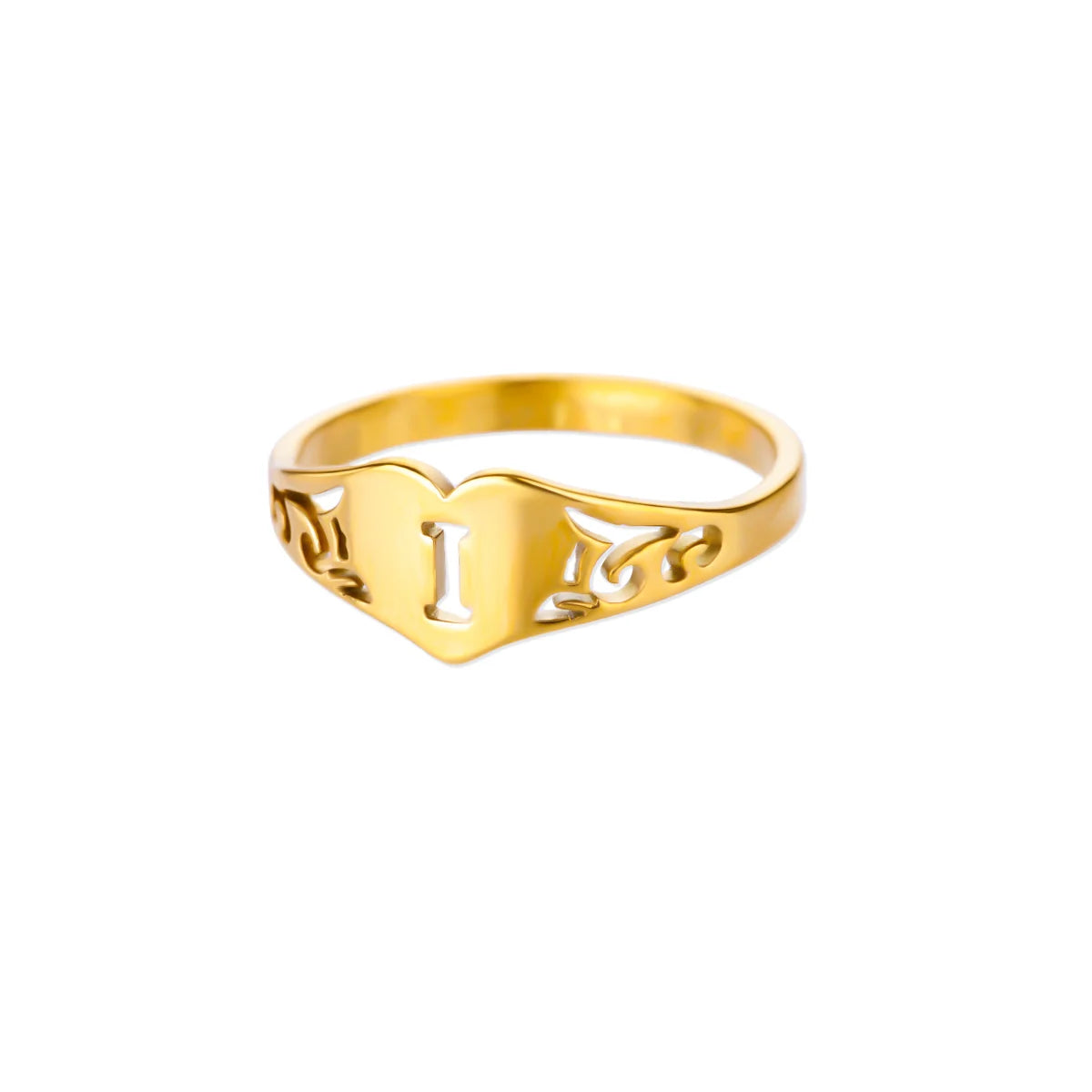 26 English Hollow Letter Initial Heart Open Rings For Women Gold Color Adjustable Stainless Steel Ring Wedding Fashion Jewelry