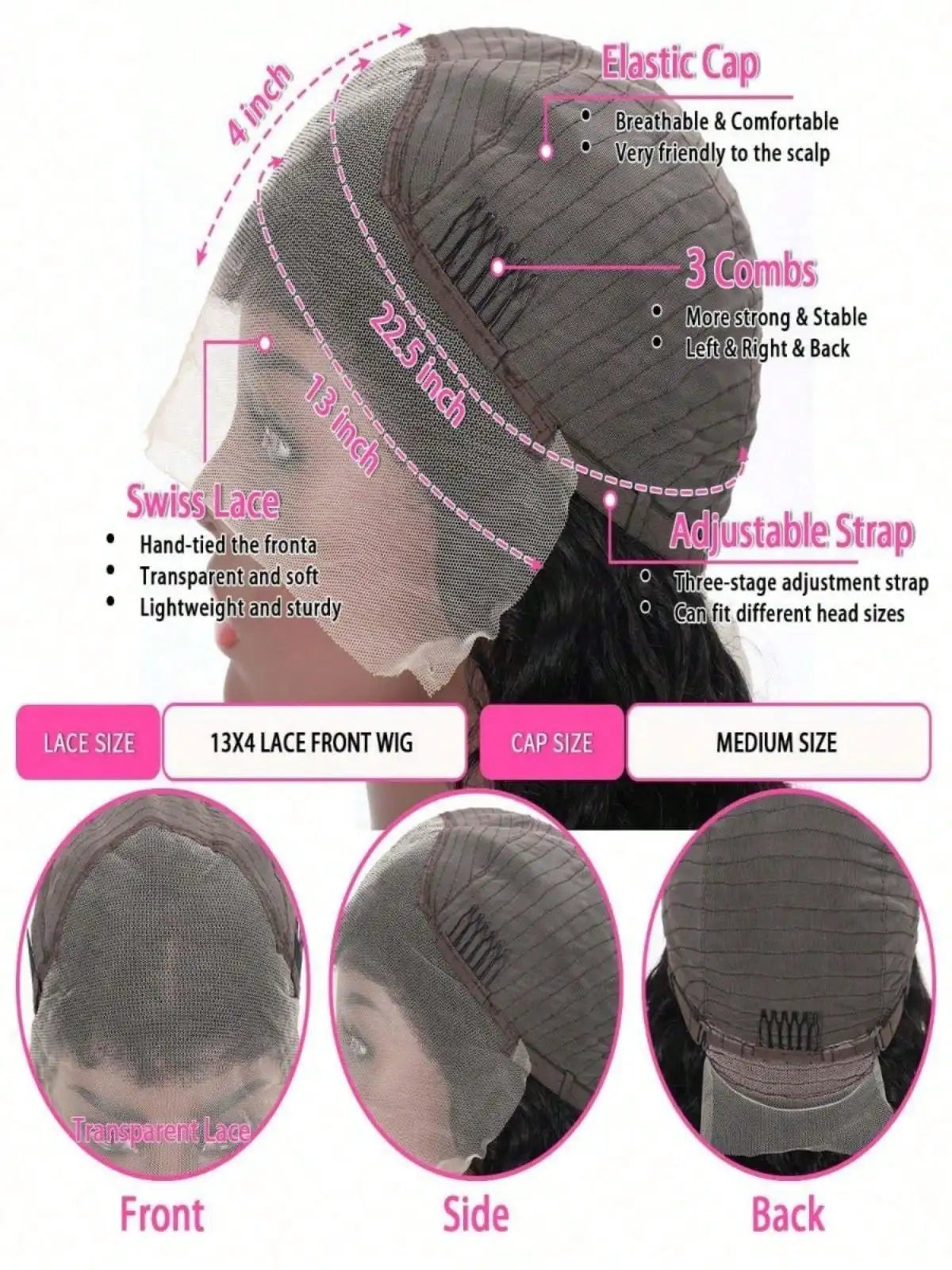 Highlight White Bone Straight 13x4 HD Transparent Lace Front Wig Black and White Glueless Human Hair for Women 200% Density