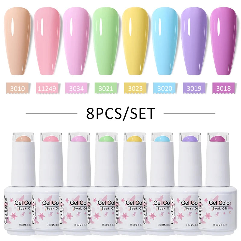 Clou Beaute 6/8pcs 15ml UV Nail Gel Colors Polish Set Summer Pretty Sugar Pink Red Neon Professional Nail Art Manicure Kit Gift