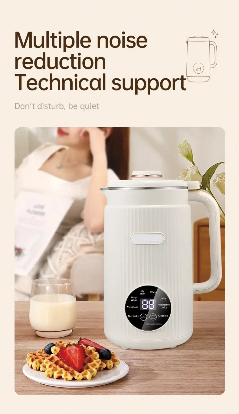 1200ML Electric Soybean Milk Machine Automatic Intelligent Food Blender Filter-free Soy Milk Maker Rice Paste Maker Kettle EU/US