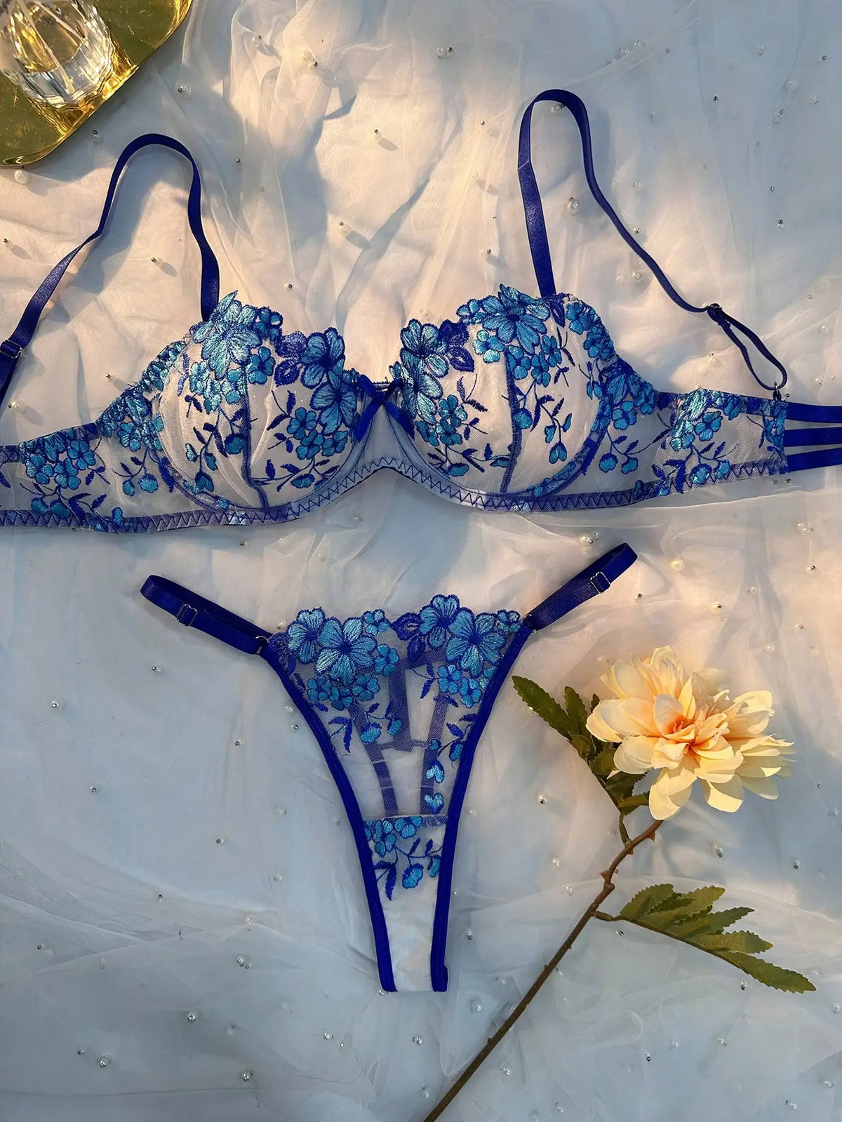 Mesh Floral Lace Lingerie Set