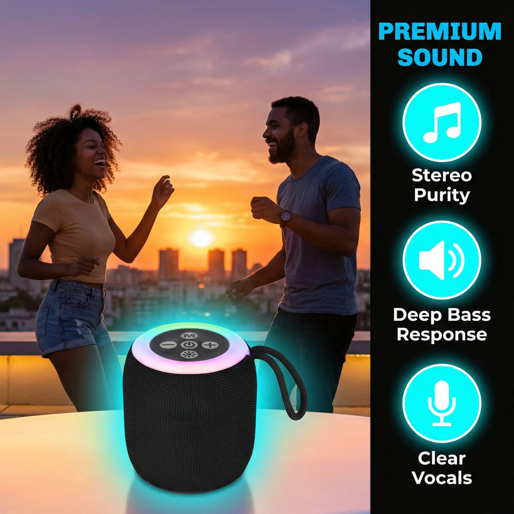 Portable Bluetooth Speaker ,Wireless Speakers with Lights, Travel Essentials Valentines Birthday Gifts for Men Women Boys Girls