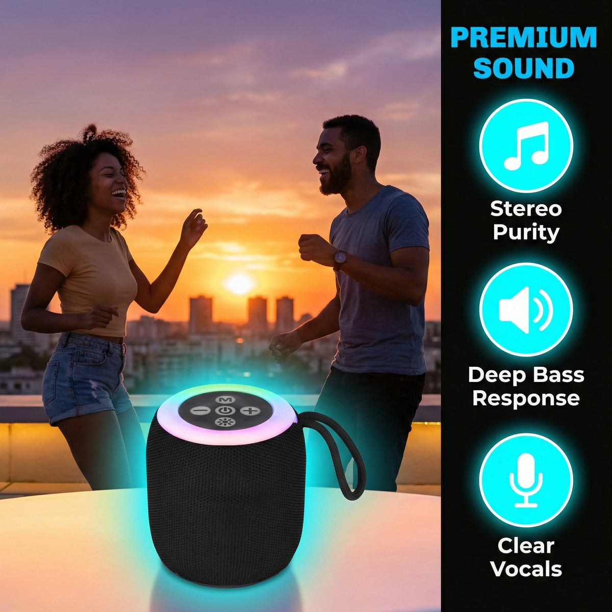 Portable Bluetooth Speaker ,Wireless Speakers with Lights, Travel Essentials Valentines Birthday Gifts for Men Women Boys Girls