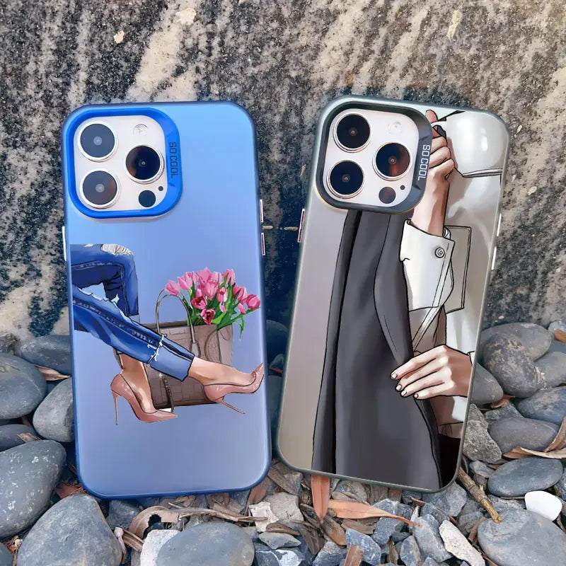 Girl Boss Female Coffee Phone Case For iPhone 15 14 Plus Pro Max 17 16 13 Mini 12 11 Pro Max Pattern Shockproof Laser Covers