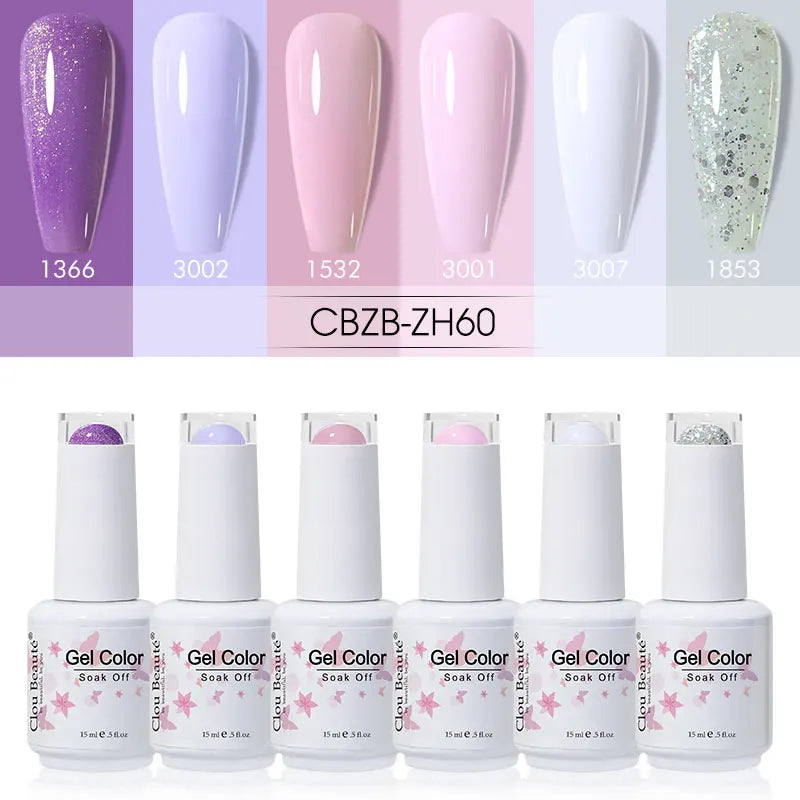 Clou Beaute 6/8pcs 15ml UV Nail Gel Colors Polish Set Summer Pretty Sugar Pink Red Neon Professional Nail Art Manicure Kit Gift