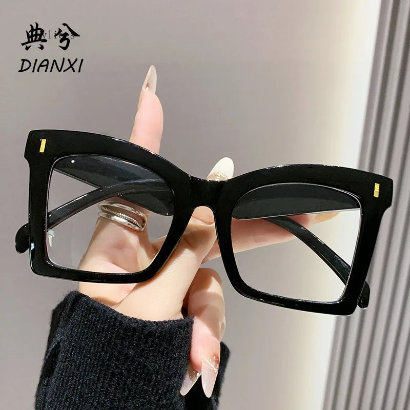 Y2k Oversized Frame Reading Glasses Women Leopard Print Blocking Blue Light Presbyopic Spectacles Eyeglasses Clear Lens óculos