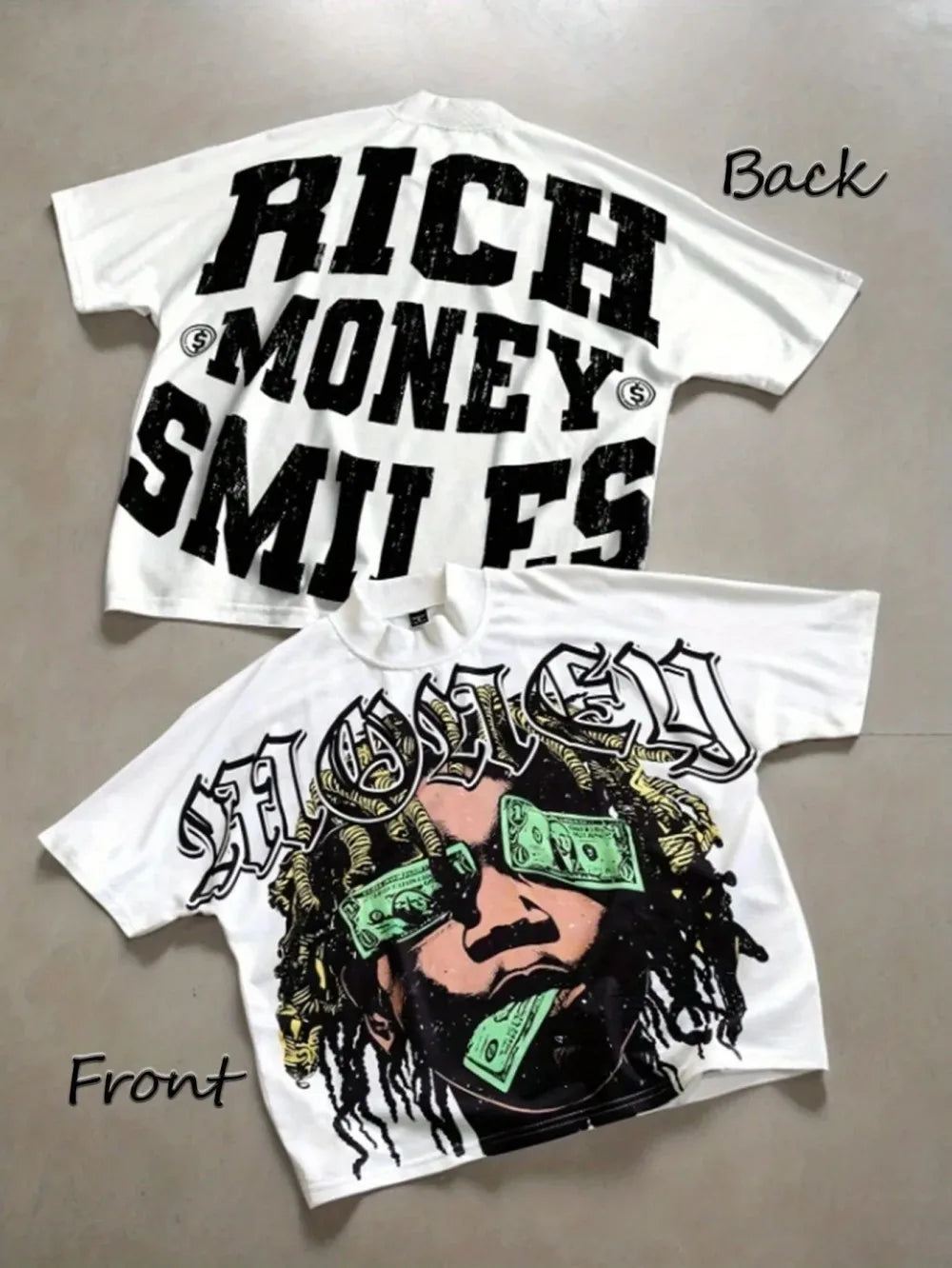 European and American men's summer fashion wealth letter print comfortable breathable round neck T-shirt outdoor street top
