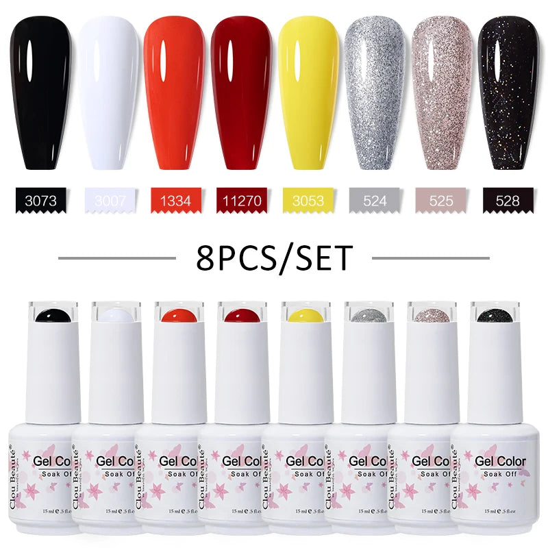 Clou Beaute 6/8pcs 15ml UV Nail Gel Colors Polish Set Summer Pretty Sugar Pink Red Neon Professional Nail Art Manicure Kit Gift