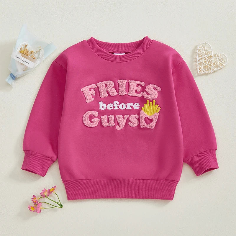 2024-10-11 Lioraitiin 6M-4Y Kids Girls Valentines Day Sweatshirt Long Sleeve Crew Neck Embroidery Letters Pullover Hoodie Tops