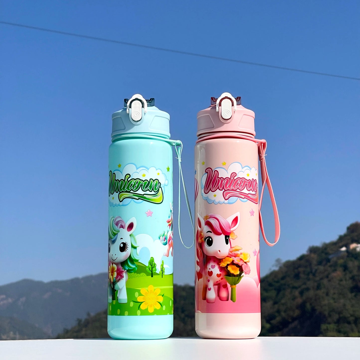 A Unicorn Straw Cup, Cute and Portable, with a Large Capacity, Especially Suitable for School Use, Sports, Outdoor Camping, Water Bottles, and Cups