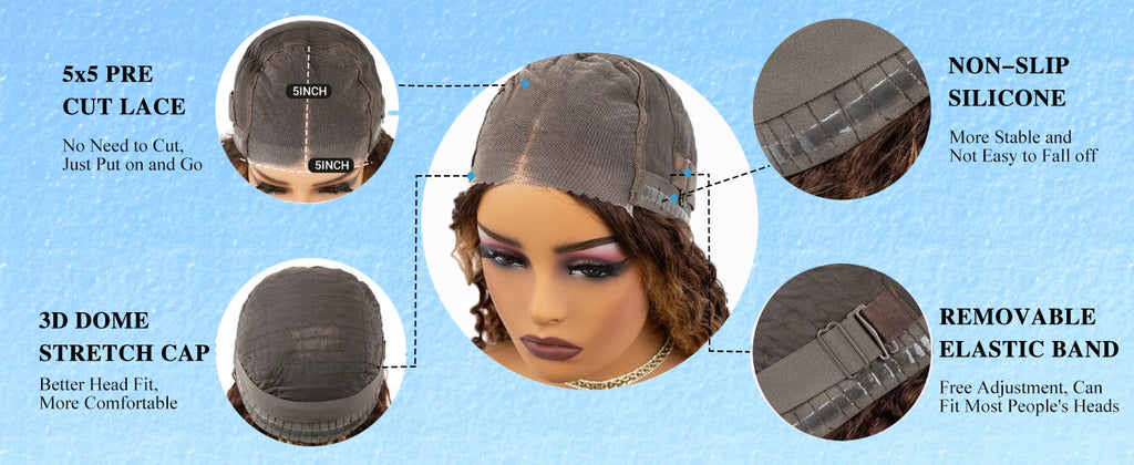 250% Density 4/27 Highlight Bob Wig Human Hair Glueless Deep Wave Frontal Wig 5X5 HD Lace Closure Wig Human Hair Short Bob Wig