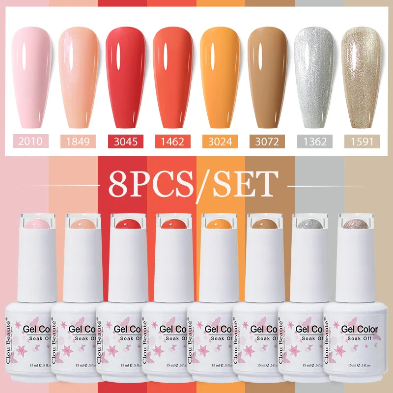 Clou Beaute 6/8pcs 15ml UV Nail Gel Colors Polish Set Summer Pretty Sugar Pink Red Neon Professional Nail Art Manicure Kit Gift