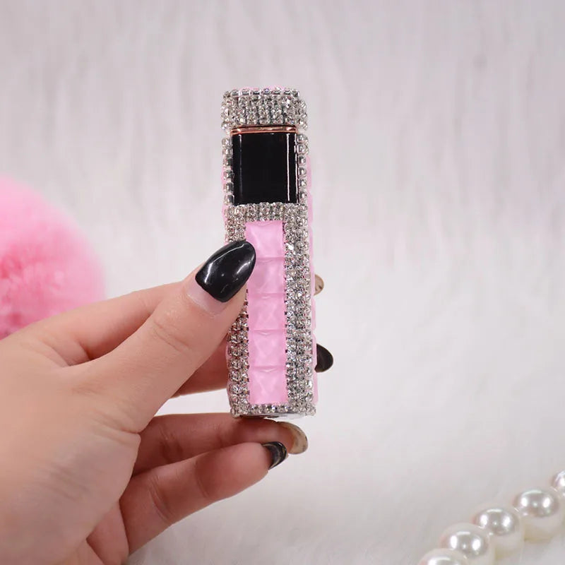 Rhinestone Touch Screen Lighter With Diamond Usb Charging Mute Cigarette Lighter Personality Ladies Lighter Windproof Gadget
