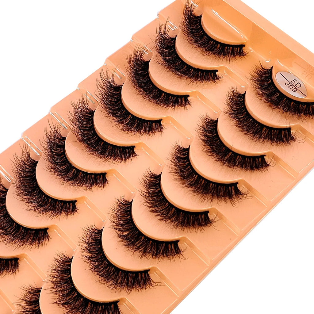 HBZGTLAD 10 Pairs Faux Mink Eyelashes Handmade False Eyelashes Natural Nude Makeup Simulation Cross Messy Eye 3D Curly Eyelashes