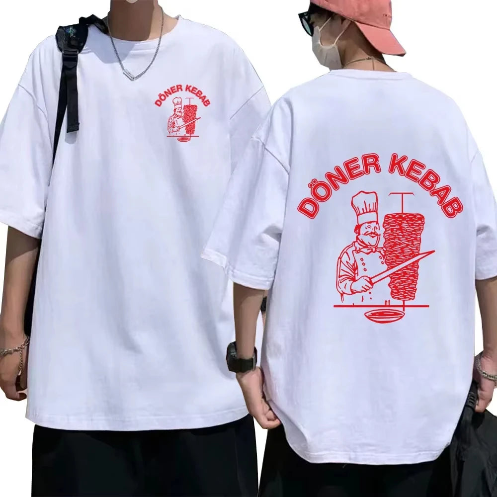 Summer Sporty T-Shirts Doner Kebab Print Pure Female Clothing Short Sleeve Tops Funny Women T Shirt Vintage Unisex Top Tees