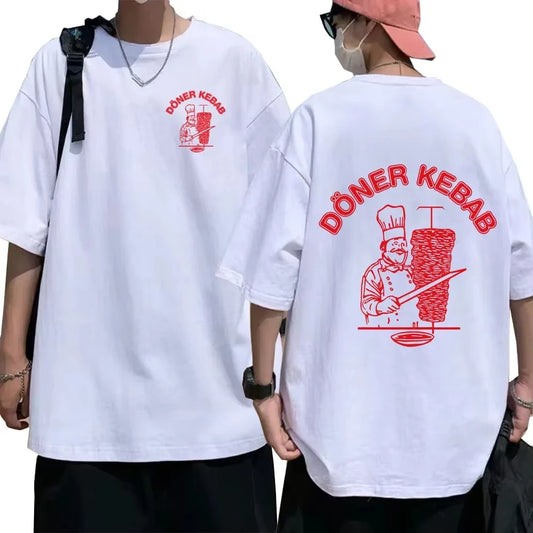 Summer Sporty T-Shirts Doner Kebab Print Pure Female Clothing Short Sleeve Tops Funny Women T Shirt Vintage Unisex Top Tees