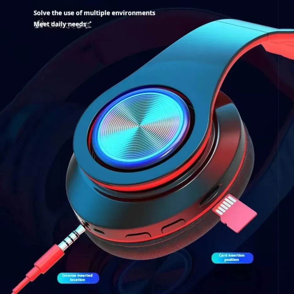 Wireless Gaming Headset with Colorful LED Lights
