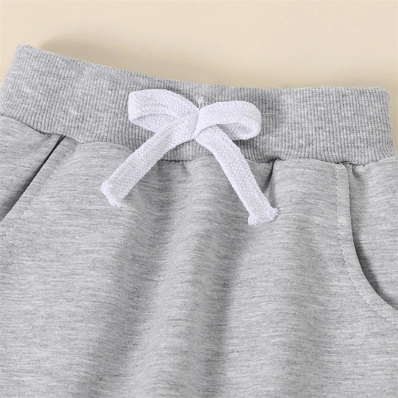 Pudcoco Infant Newborn Baby Boy Fall Outfit Letter Print Long Sleeve Sweatshirt Elastic Waist Pants with 3D Bow 2 Piece Set 0-3T