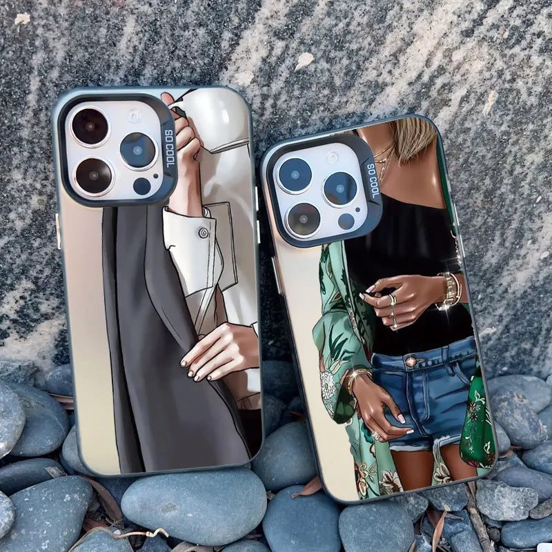 Girl Boss Female Coffee Phone Case For iPhone 15 14 Plus Pro Max 17 16 13 Mini 12 11 Pro Max Pattern Shockproof Laser Covers