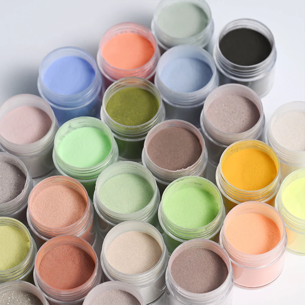 24Pcs/Set Nail Acrylic Powder Multi-Colors Professional Nails Crystal Pigment Dust for Nail Art Extension Carving Dipping Powder