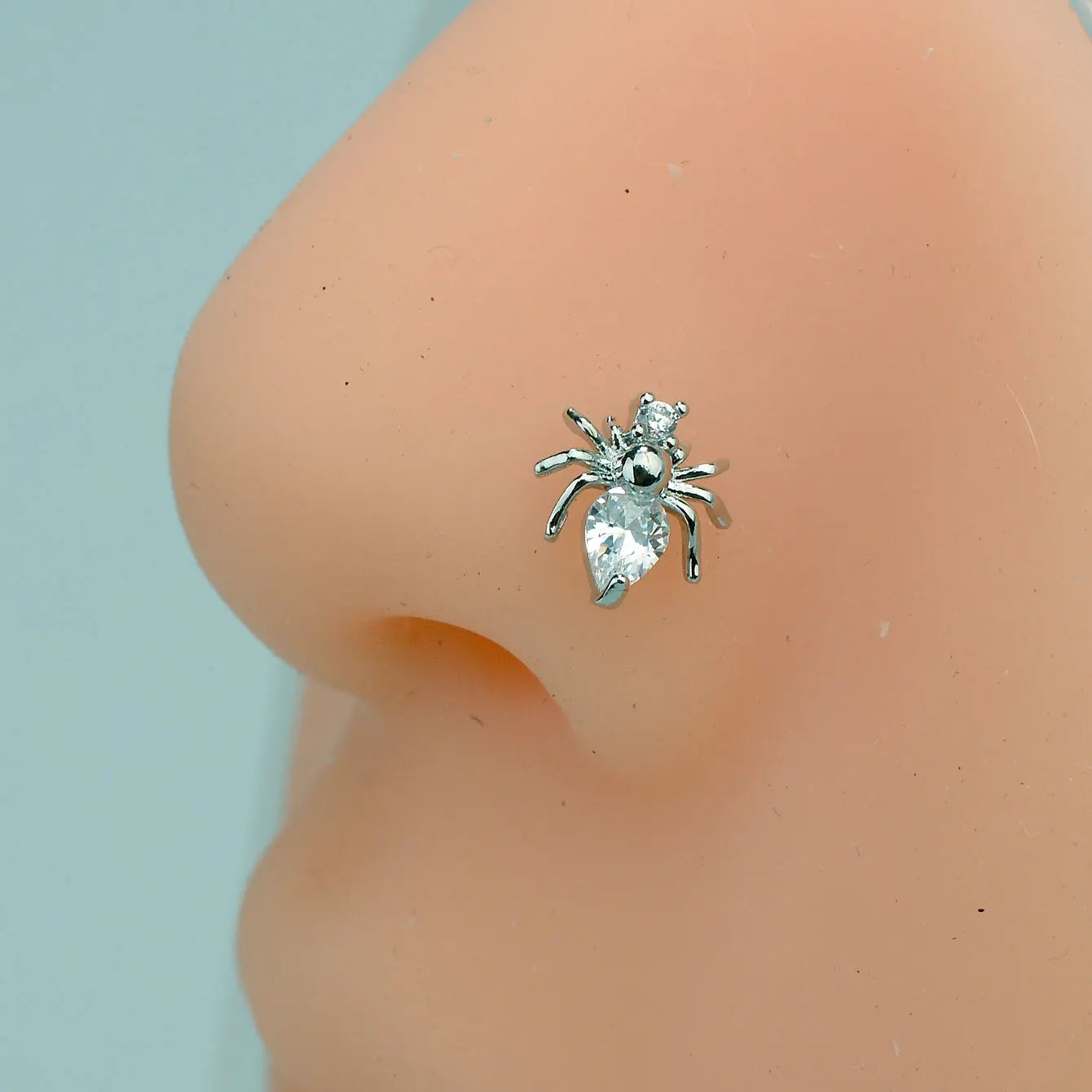 1PC Stainless Steel CZ Nose Ring L Shape Nose Studs Spider Snake Bow Flower Leaf Nostril Nose Piercing Body Jewelry  For Women