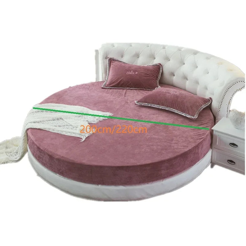 Coral velvet round bed simple color velvet round sheet diameter 200cm-220cm flannel sheet without pillowcase winter