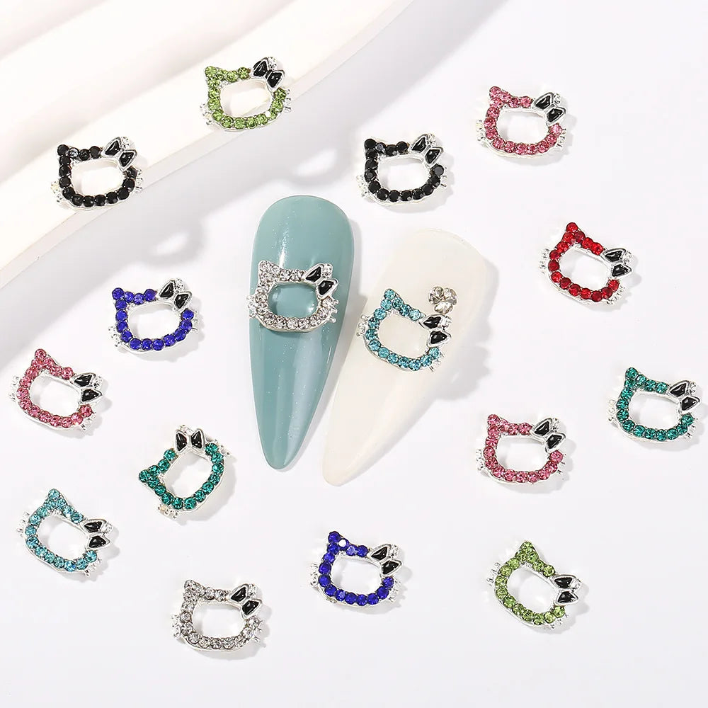 60/30/10PCS Hello Kitty Nail Charms Sanrio 3D Alloy Full Diamond Jewelry Nail Art Rhinestone Crystal Gems Manicure Cartoon Y2K