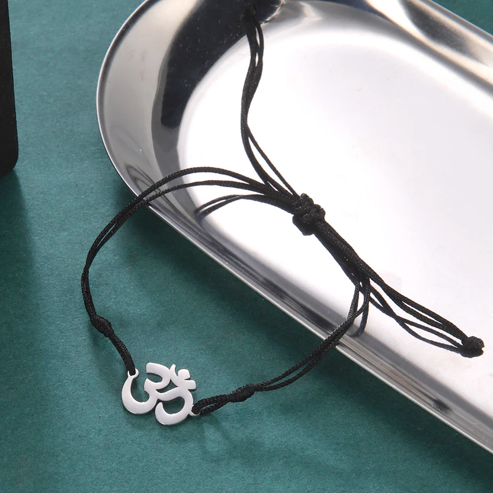 Dawapara Om Ohm Aum Charm Spiritual Pendant Stainless Steel Bracelet Yoga Jewelry Meditation Buddhist Spiritual Amulet