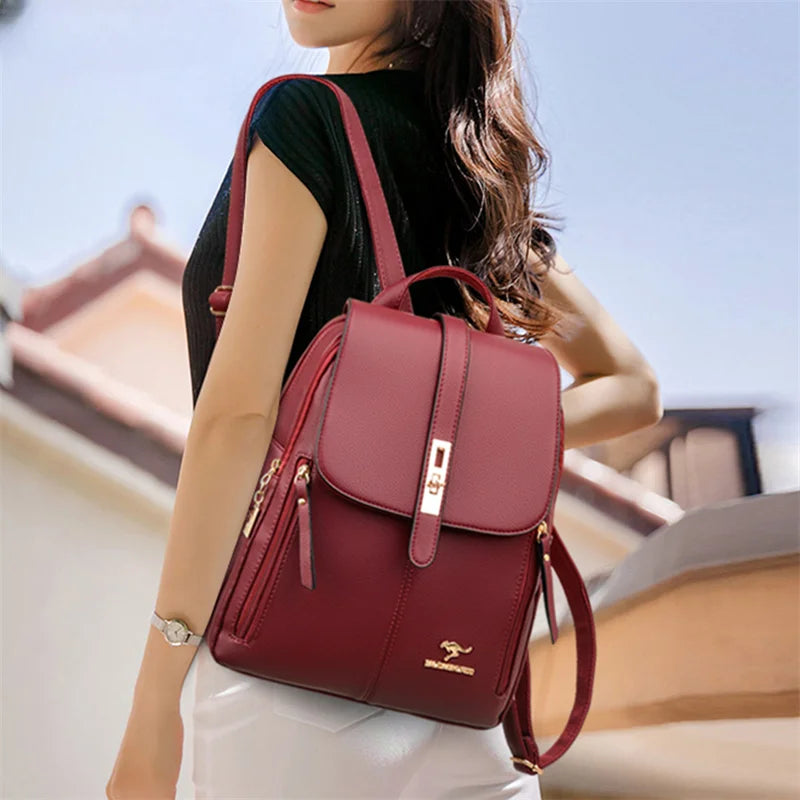 Vintage Leather Luxury Backpack for Women