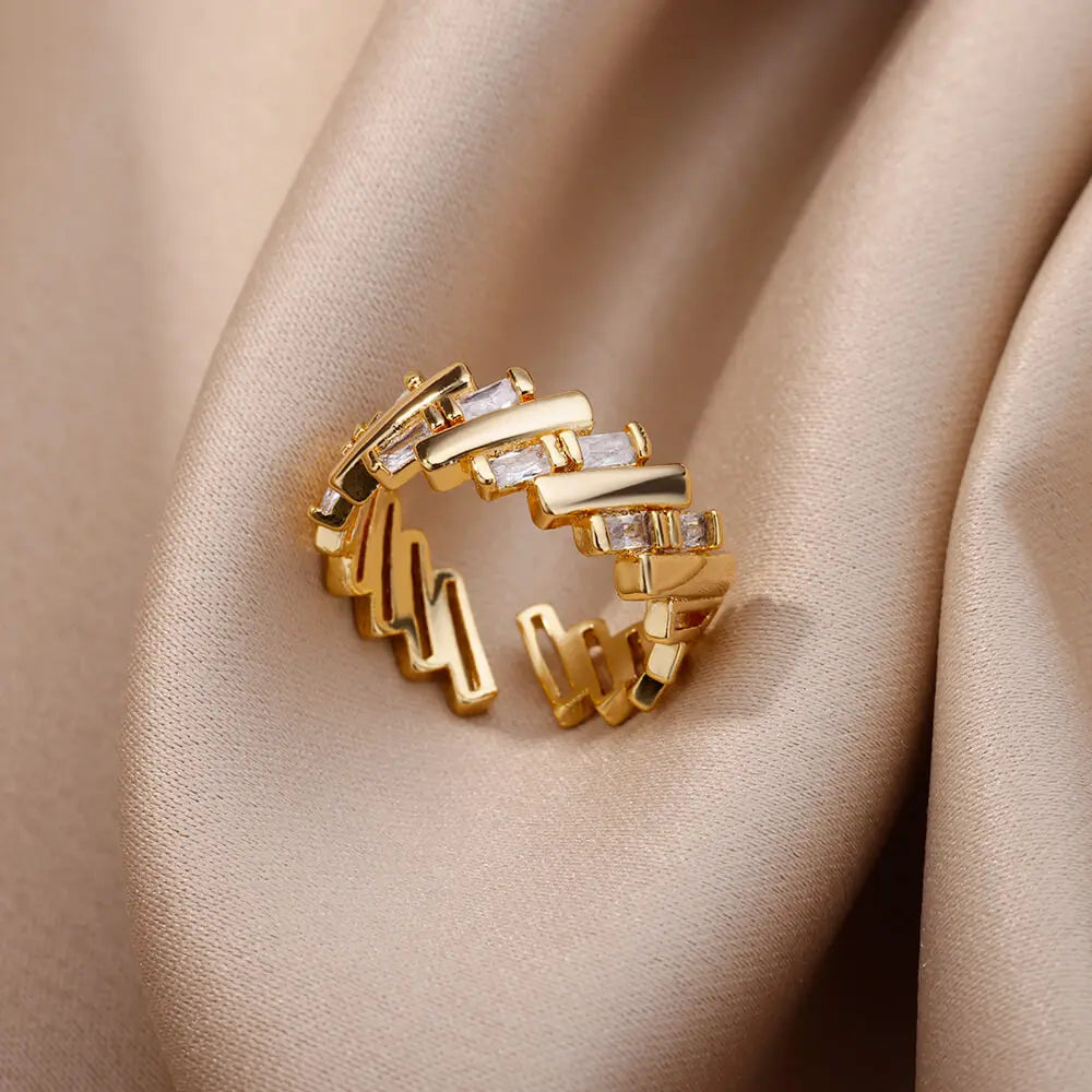 Fashion Hollow Initial Letter Heart Rings For Women Gold Color Stainless Steel A-Z Letter Ring Aesthetic Wedding Jewelry Gift
