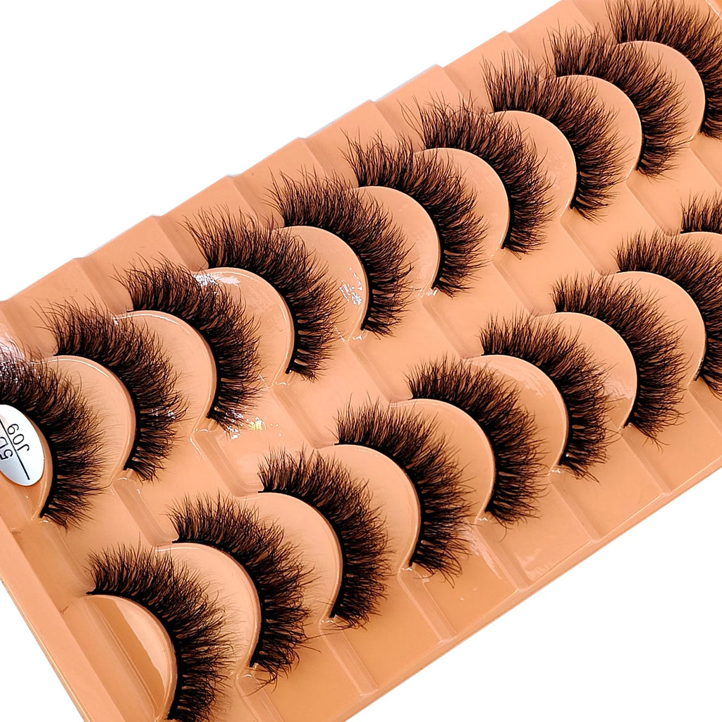 HBZGTLAD 10 Pairs Faux Mink Eyelashes Handmade False Eyelashes Natural Nude Makeup Simulation Cross Messy Eye 3D Curly Eyelashes