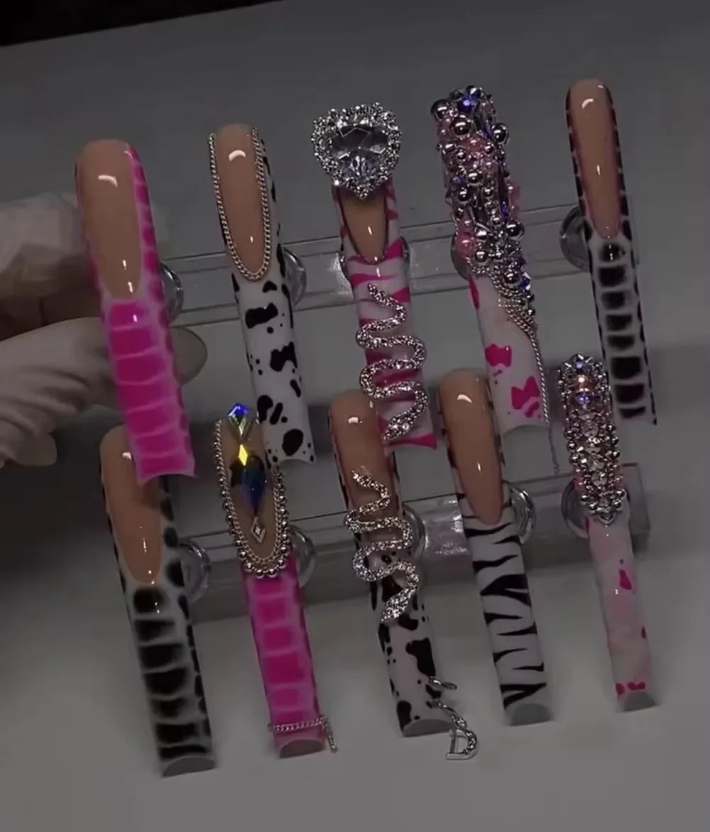 Xxxl Extra Long Quadrate Nail Art Butterfly Angel Diamond Coffin Stiletto False Nails Customizable Nail Party Stickers