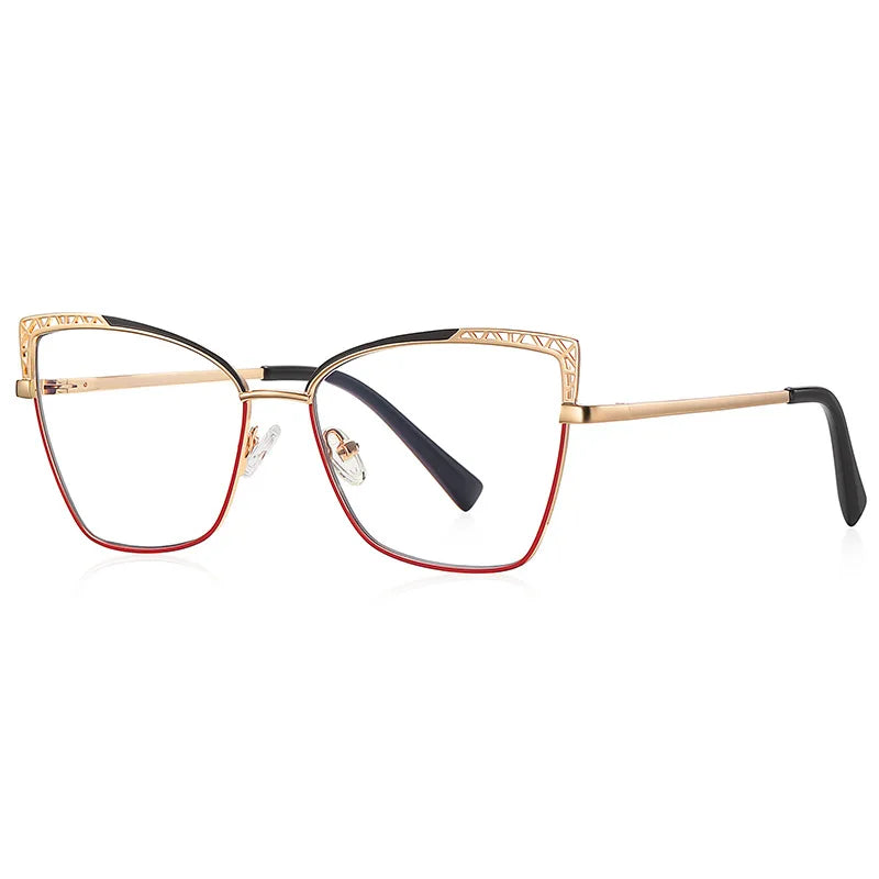 Trendy And Individual Cat-eye Glasses Frames, Fashionable Metal Anti-blue Light Glasses 99007