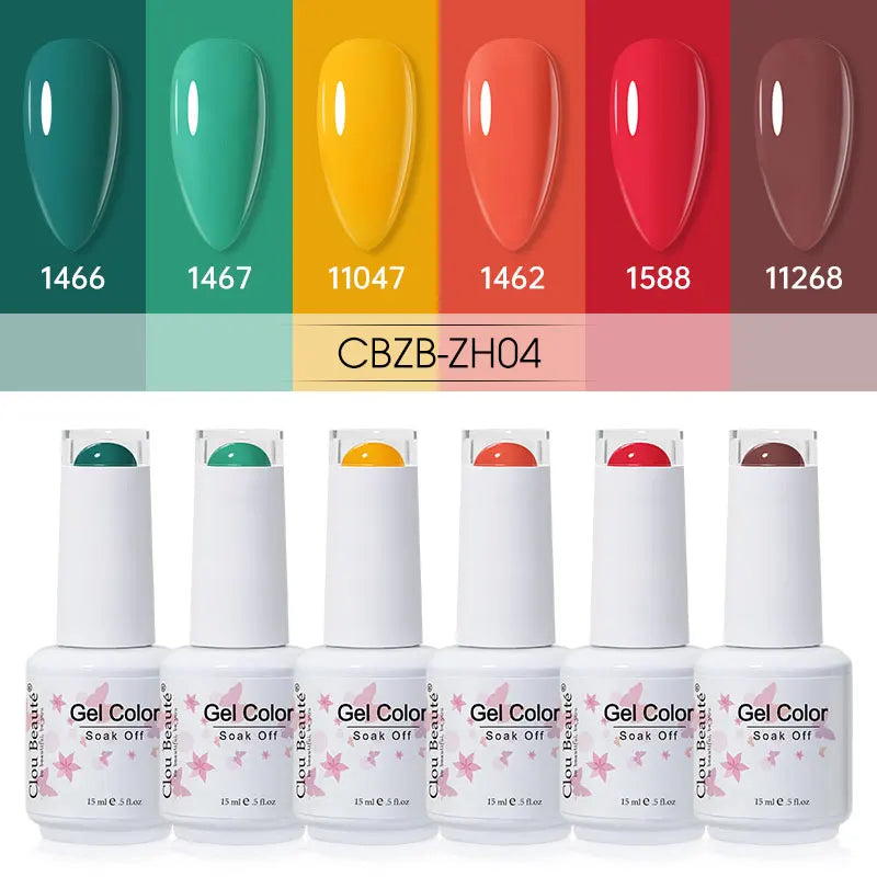 Clou Beaute 6/8pcs 15ml UV Nail Gel Colors Polish Set Summer Pretty Sugar Pink Red Neon Professional Nail Art Manicure Kit Gift