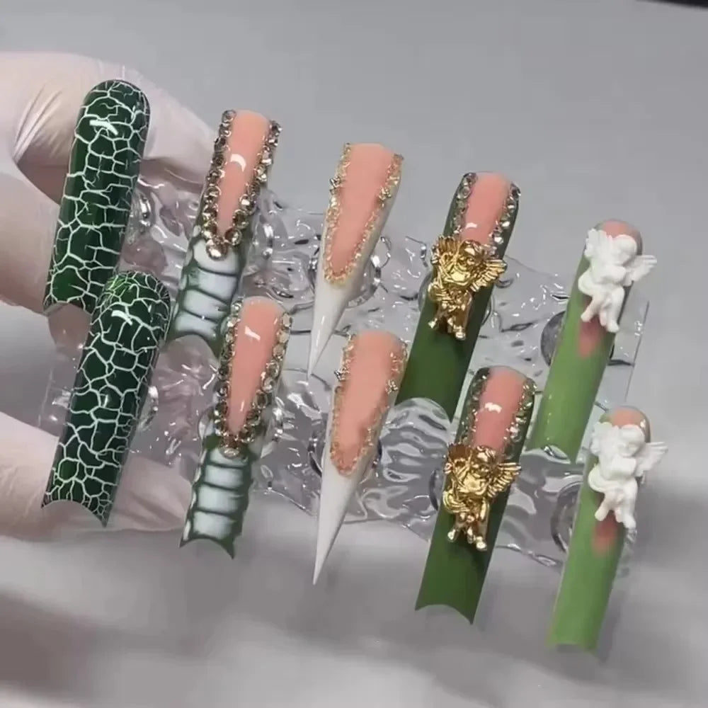 Xxxl Extra Long Quadrate Nail Art Butterfly Angel Diamond Coffin Stiletto False Nails Customizable Nail Party Stickers