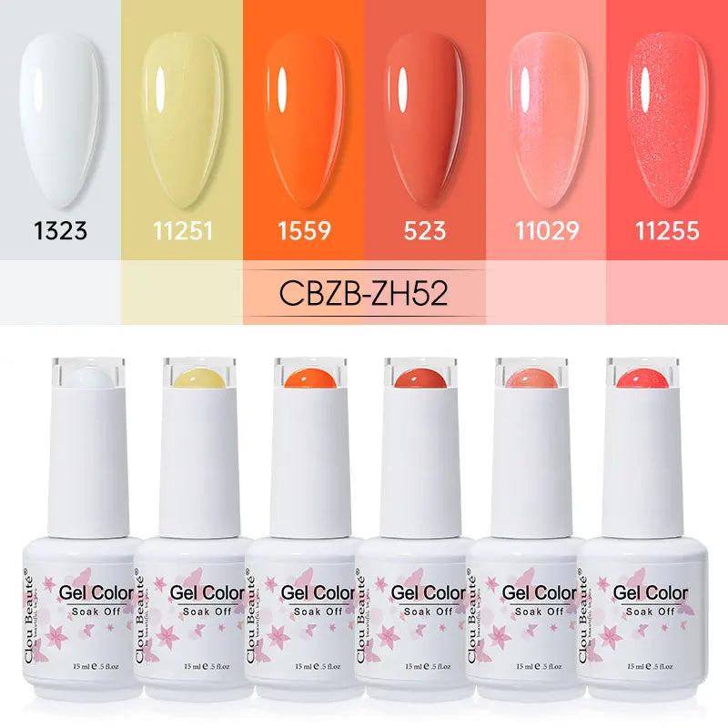 Clou Beaute 6/8pcs 15ml UV Nail Gel Colors Polish Set Summer Pretty Sugar Pink Red Neon Professional Nail Art Manicure Kit Gift