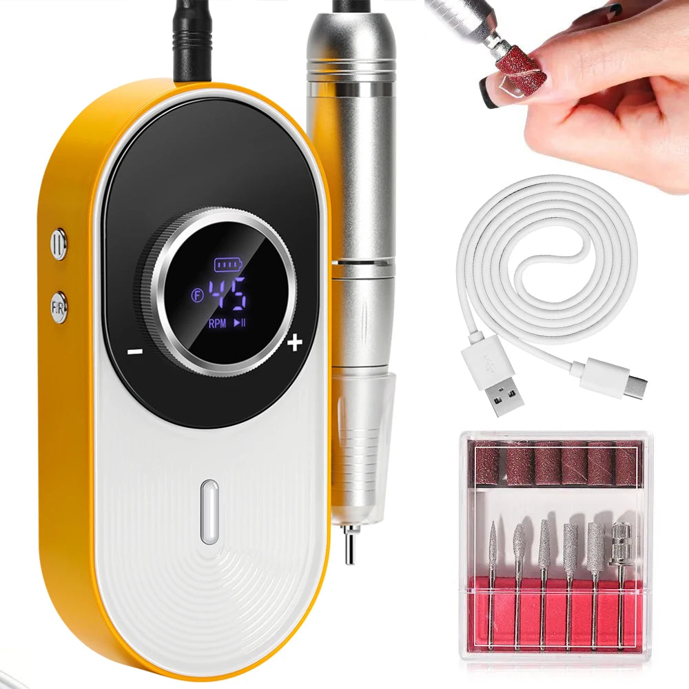 DianaBeauty 45000RPM Electric Nail Drill Machine Rechargeable Nail Polisher with Rhinestone Portable Nail File for Manicure