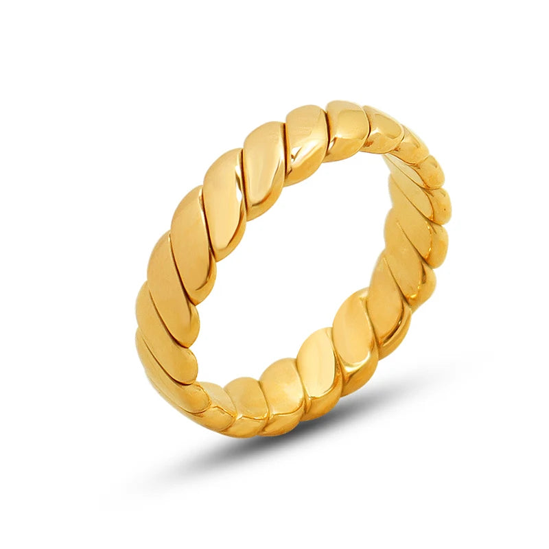316L Stainless Steel Rings For Women 18k Gold Plated Waterproof No Fading Women's Simple Ring Couples Jewelry Gift