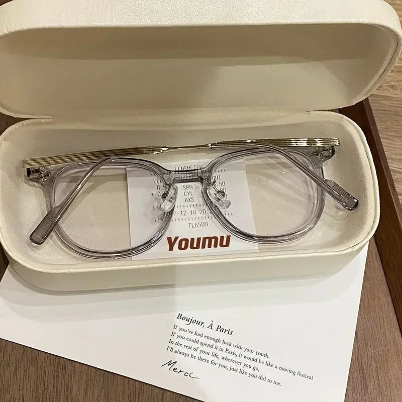 Myopia Glasses Anti Blue Light Metal  Resin -1.0 ~ -6.0 Neutral Style Flat Glasses Computer Glasses
