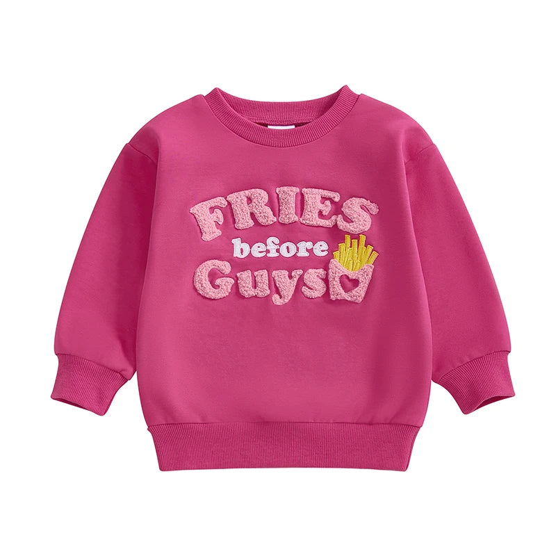 2024-10-11 Lioraitiin 6M-4Y Kids Girls Valentines Day Sweatshirt Long Sleeve Crew Neck Embroidery Letters Pullover Hoodie Tops