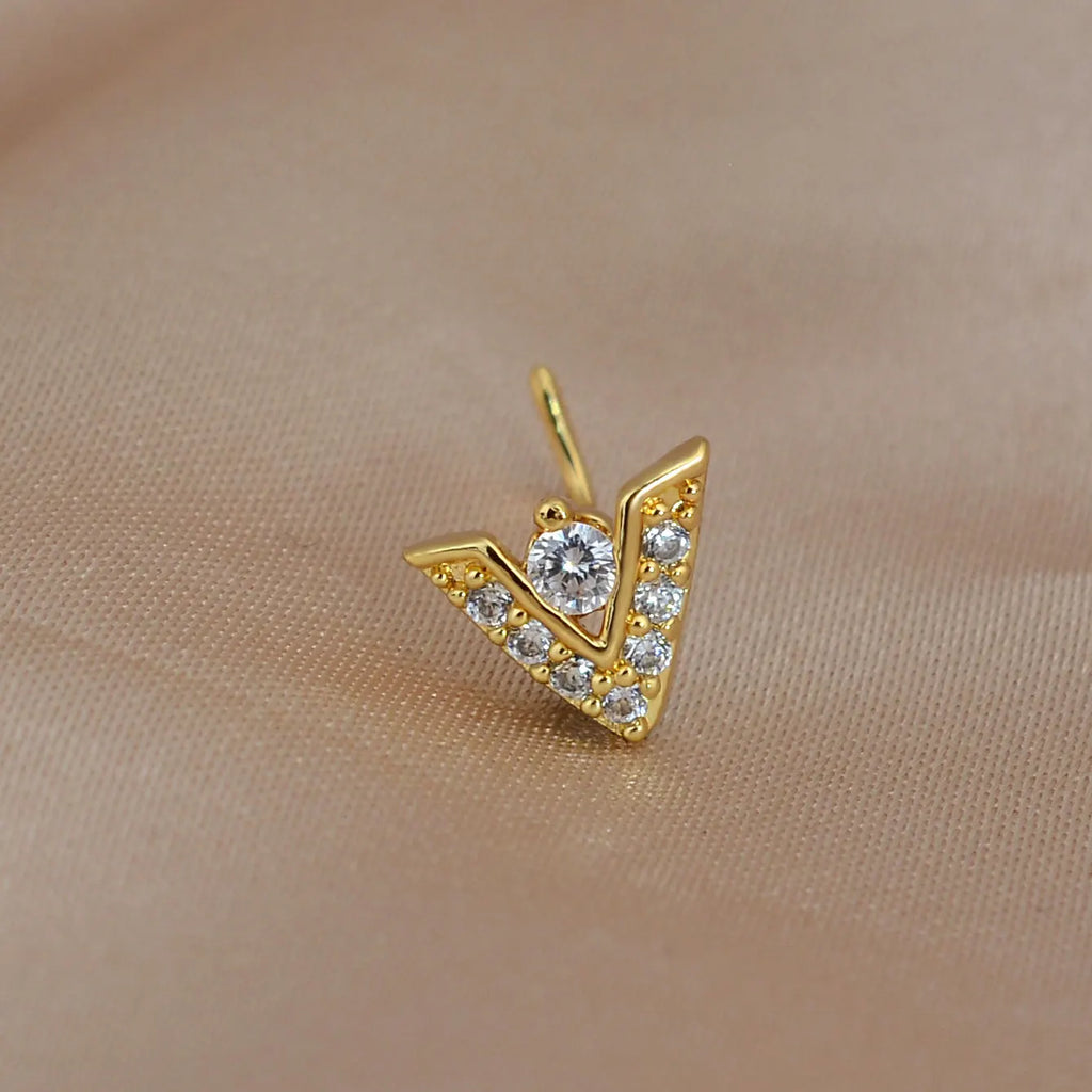 1PC Stainless Steel CZ Nose Ring L Shape Nose Studs Spider Snake Bow Flower Leaf Nostril Nose Piercing Body Jewelry  For Women