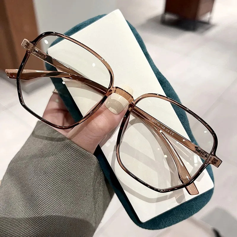 Stylish Women's Image Glasses Square Frame Transparent Eyeglasses Trendy Anti-blue Light Computer Goggles New Fake Eyeware