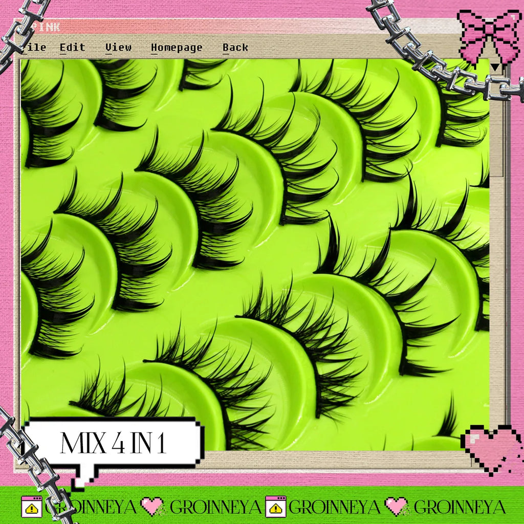 GROINNEYA Manga Lashes Mixed style 5/9/20 Pairs 3D 6D 8D Mink Lashes Natural Eyelashes Soft Cross Wispy False Eyelashes Eyelash