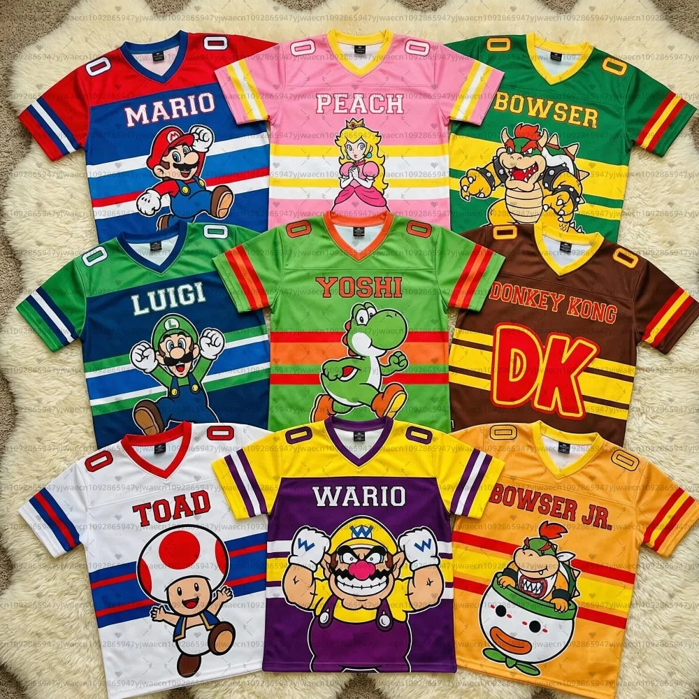 26 Men Women Super Mario Bros Yoshi Peach T Shirt Kids Summer Dress Boy T-Shirt Men Women Short Sleeve Top Short Sleeve T-Shrit