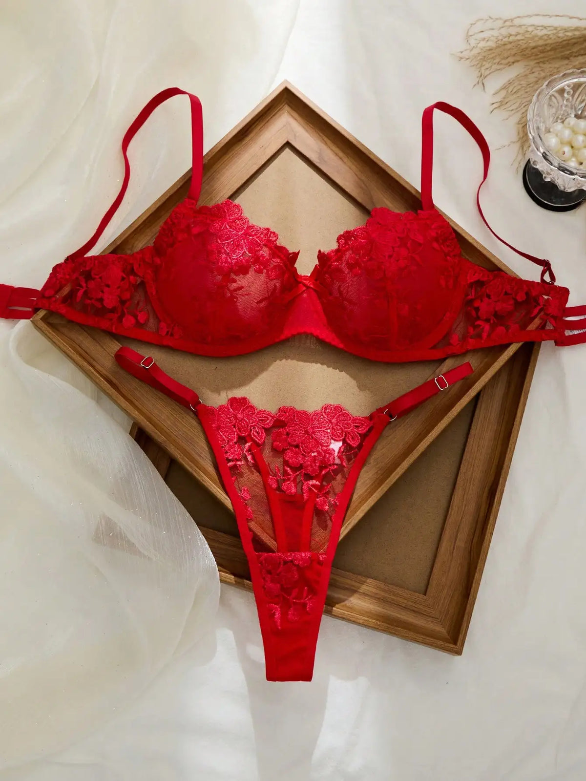 Mesh Floral Lace Lingerie Set