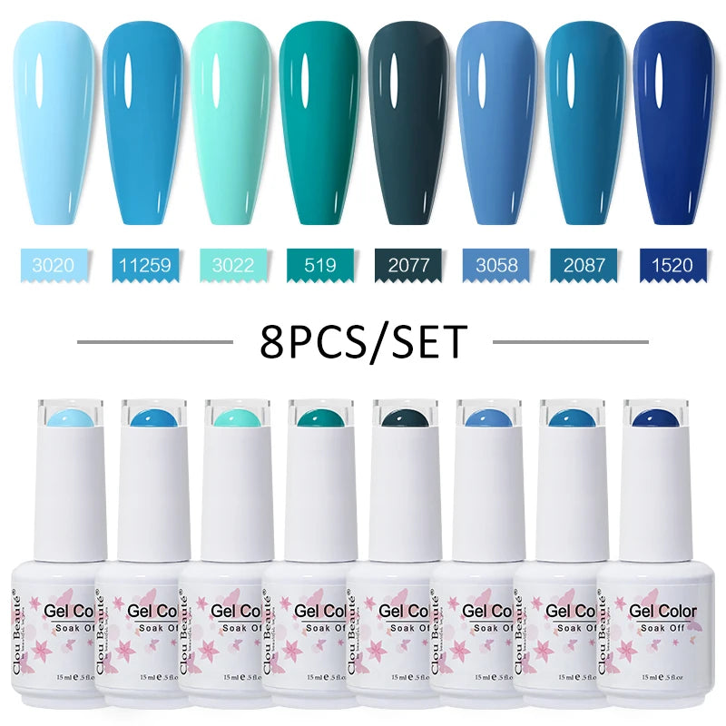 Clou Beaute 6/8pcs 15ml UV Nail Gel Colors Polish Set Summer Pretty Sugar Pink Red Neon Professional Nail Art Manicure Kit Gift